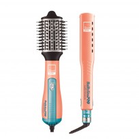Combo Cepillo Hot Brush + Plancha 4093 Nano Titanium Peach Glow BabylissPRO